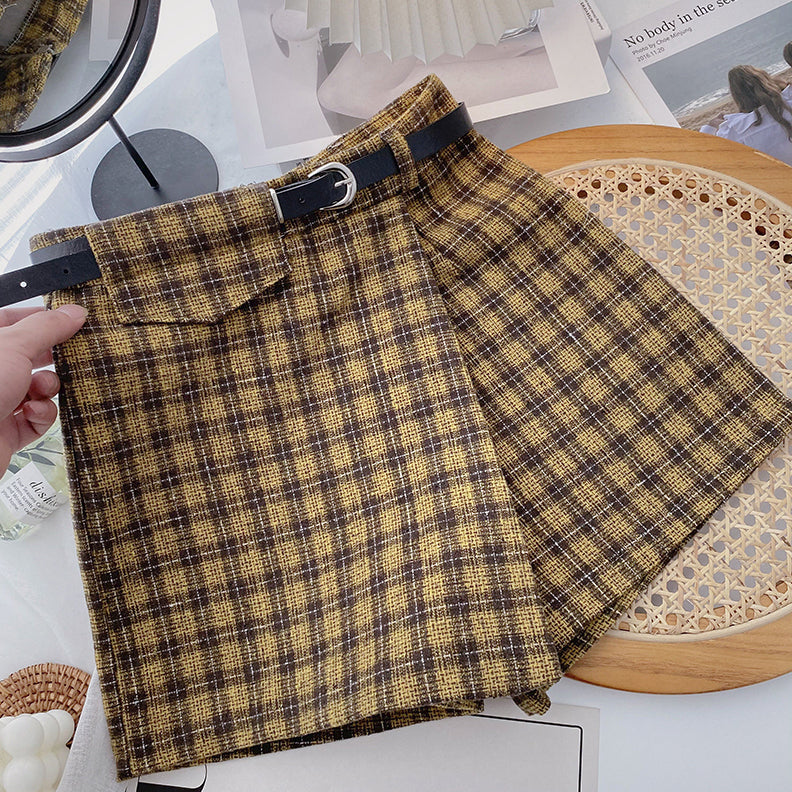 Asymmetrical Tweed Plaid Shorts (4 Colors)