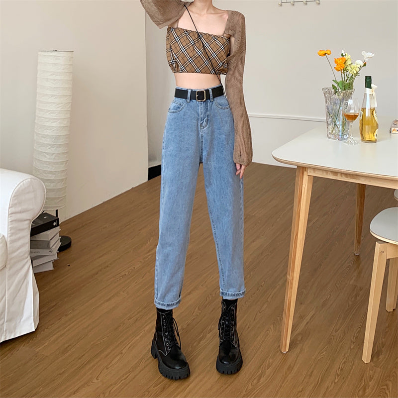 Belted Cropped Mom Jeans (3 Colors)