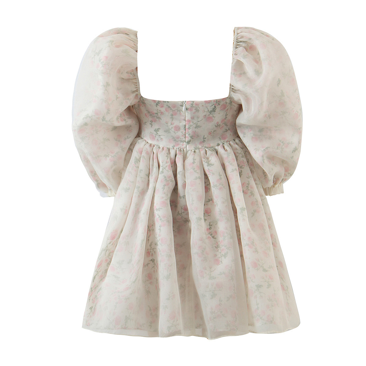 Rose Tea Reversible Mini Puff Dress (White)