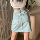 Flower Pocket Denim Skirt (Light Blue)