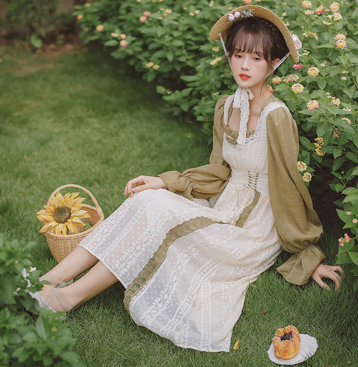 Fair Maiden Dress (Olive/Cream)