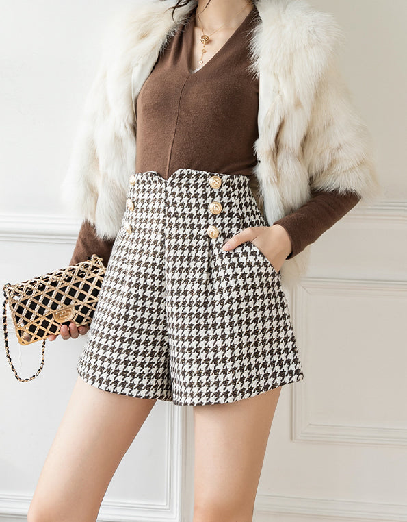 Bonpoint houndstooth-pattern tailored shorts - Neutrals