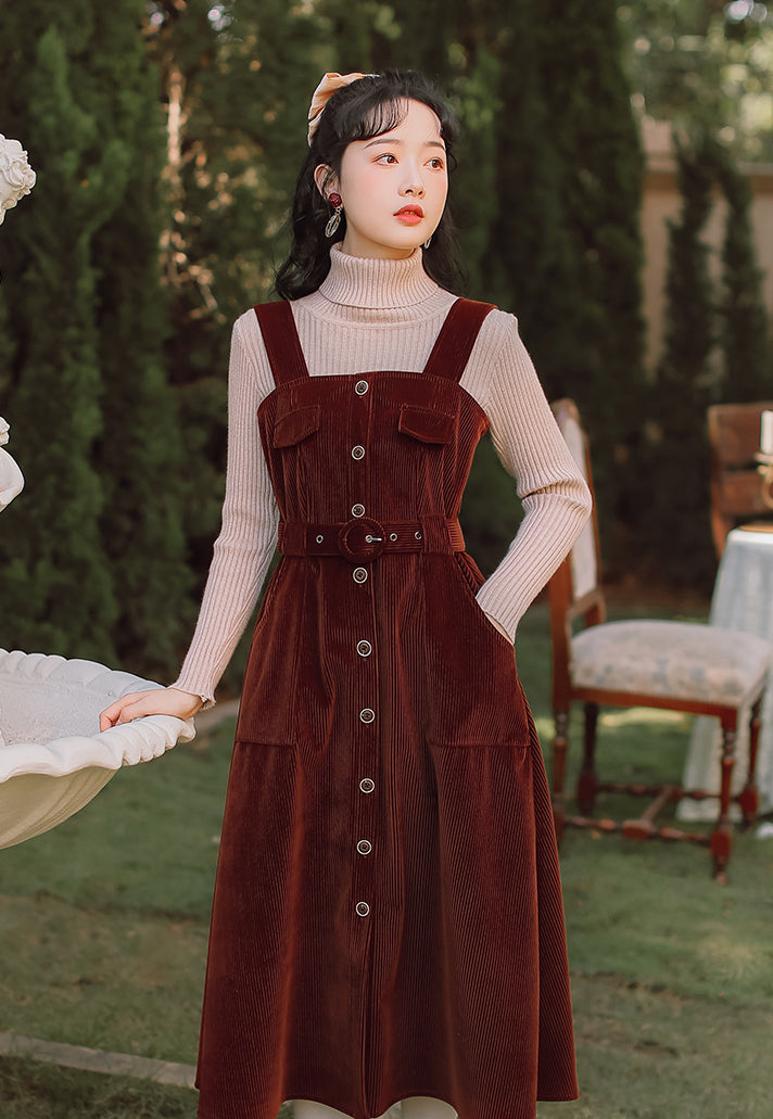 Corduroy Button Up Midi Dress (5 Colors)