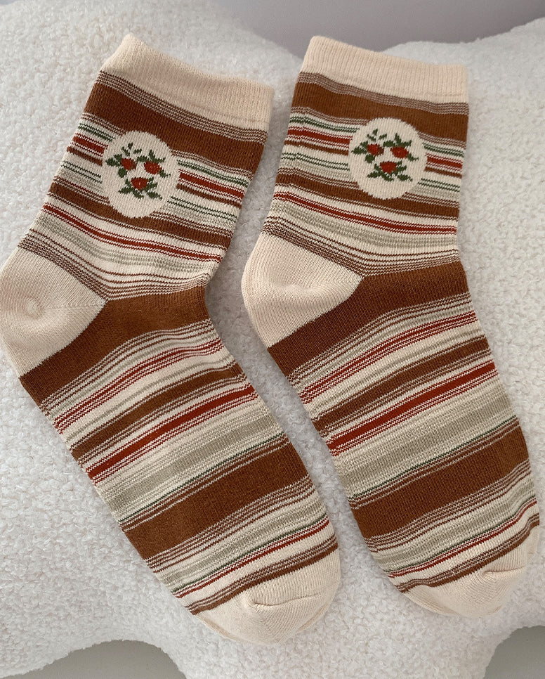 Fall Florals Sock Set (Brown)