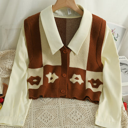 Retro Daisy Colorblock Twofer Vest (6 Colors)