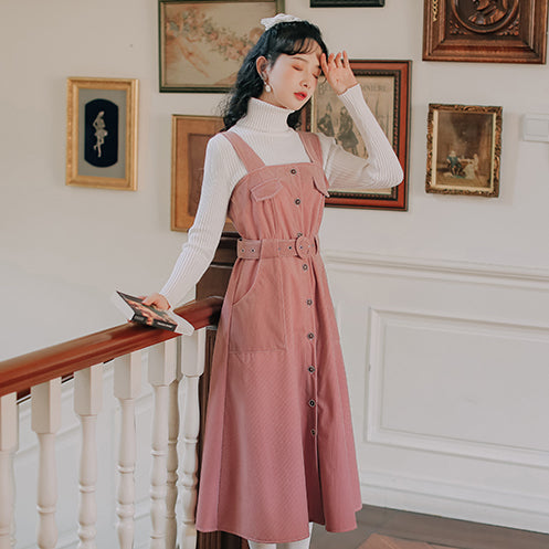 Corduroy Button Up Midi Dress (5 Colors)