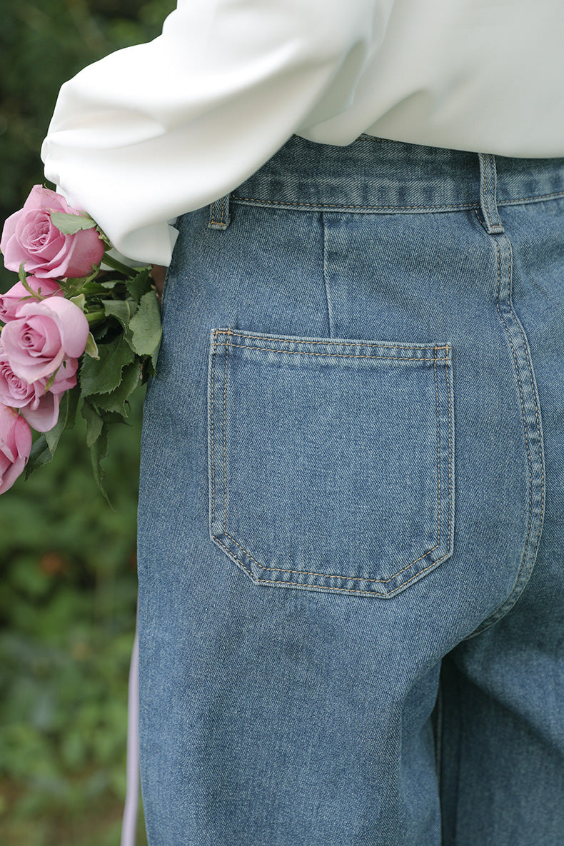 Retro Amethyst Floral Pocket Jeans (Medium Denim)