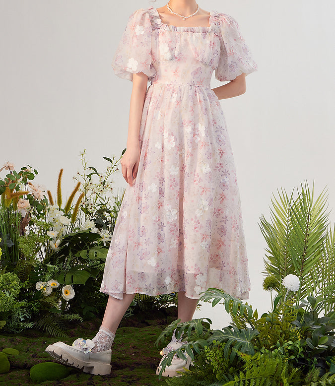 Sakura Blossom Midi Dress (Pink)