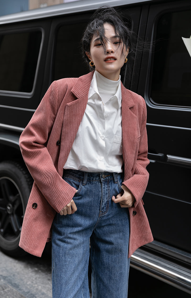 Corduroy Double Breasted Blazer Jacket (7 Colors)