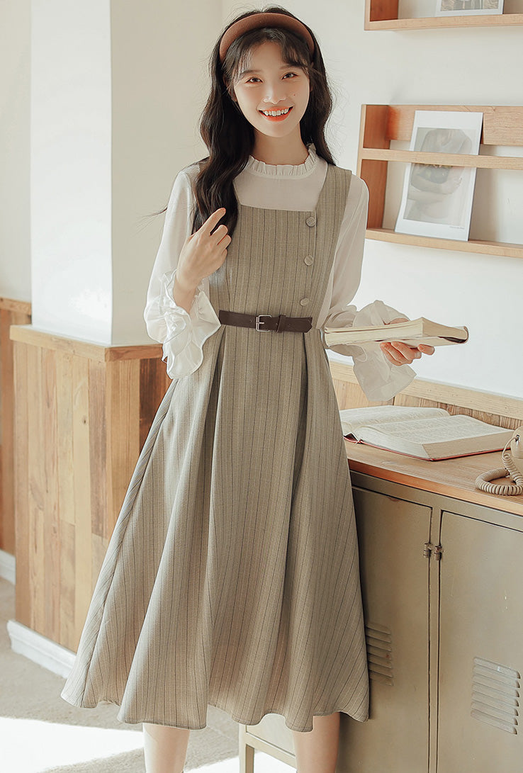 Long black dress, wool sleeveless dress- pinafore wool dress for women –  Ylistyle