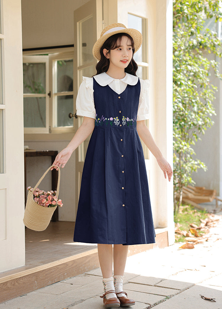 Wild Garden Button Pinafore Dress (3 Colors)