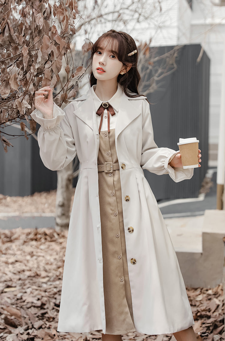 Button Down Trench Coat (White)