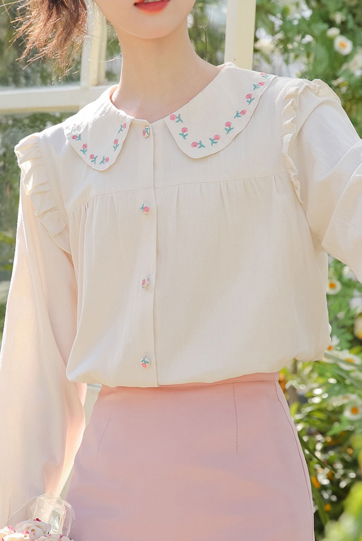 Budding Blossoms Embroidered Blouse (2 Colors)