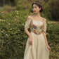Rustic Floral Corset Twofer Dress (Cream)