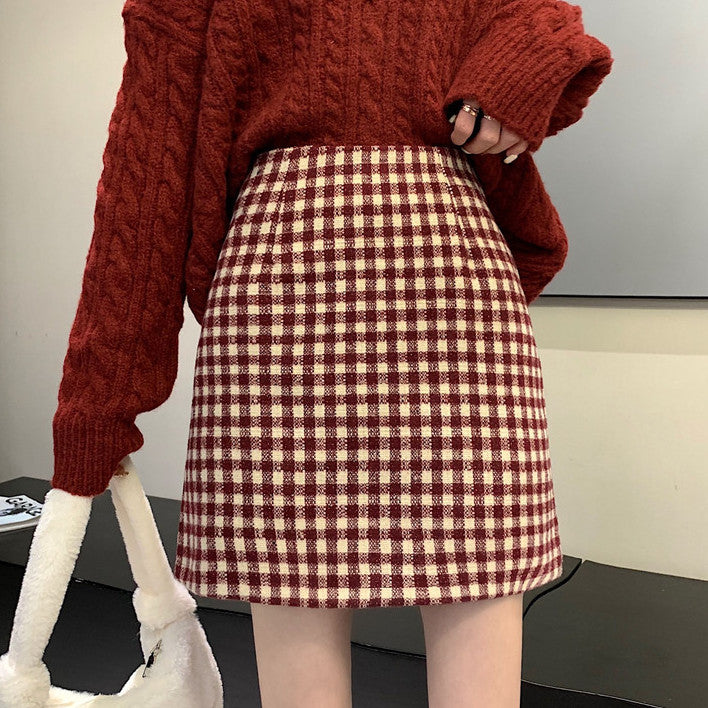 Gingham Tweed Mini Skirt (2 Colors)