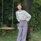 Embroidered Floral Pocket Jeans (Purple)