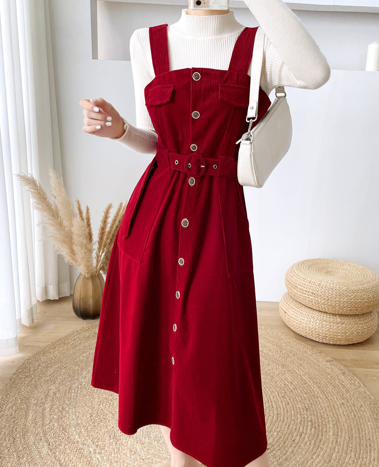 Corduroy Button Up Midi Dress (5 Colors)