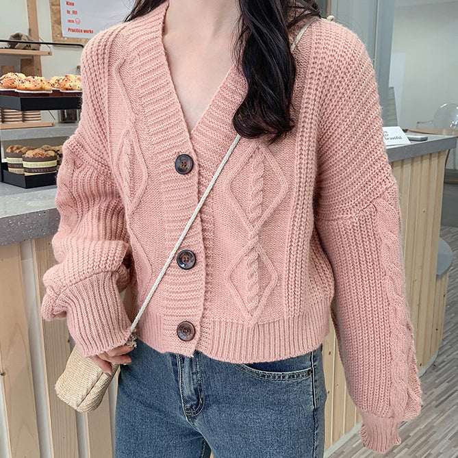 Cropped Cable Knit Cardigan (6 Colors)