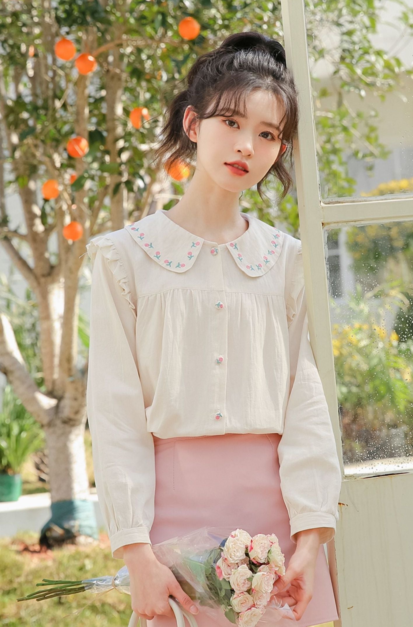 Budding Blossoms Embroidered Blouse (2 Colors)