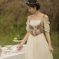 Rustic Floral Corset Twofer Dress (Cream)