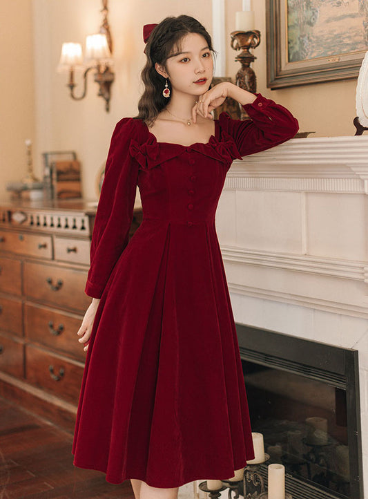 Poison Apple Suede Midi Dress (Red)