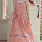Daisy Chain Gingham Midi Dress (Red)