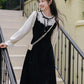 Frilly High Neck Corduroy Sweater Dress (2 Colors)