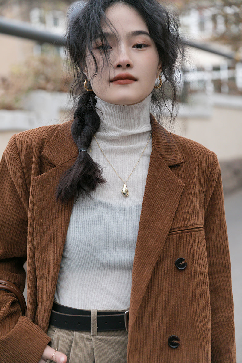 Corduroy Double Breasted Blazer Jacket (7 Colors)