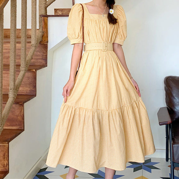 Puff Sleeve Gingham Midi Dress (2 Colors)