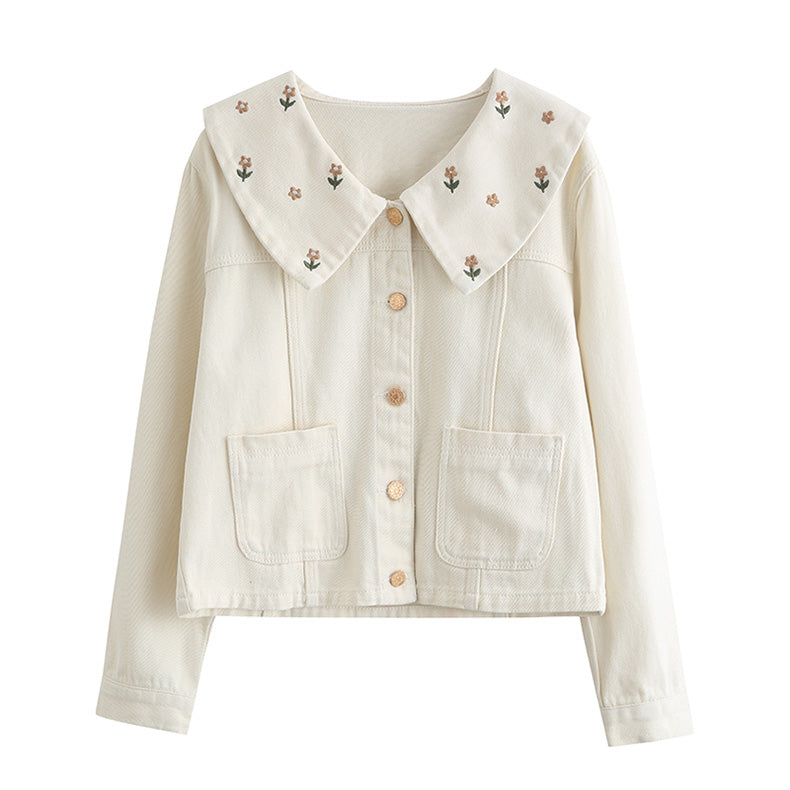 Little Daisy Embroidered Jacket (Cream)