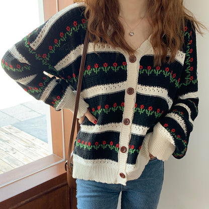 Floral Stripe Cardigan (2 Colors)