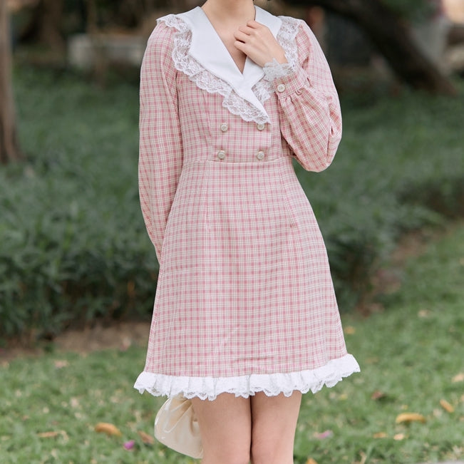 Coco Plaid Mini Dress (Pink/White)