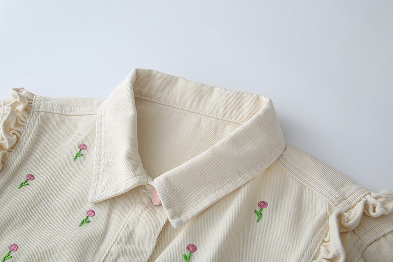 Budding Blossoms Cropped Jacket (White)