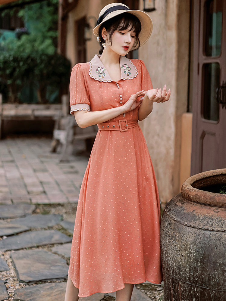 Up Away Cottage Midi Dress (Peach)