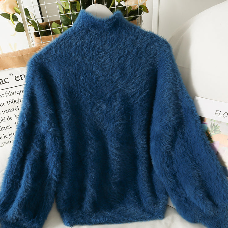 Fuzzy High Neck Sweater (6 Colors)