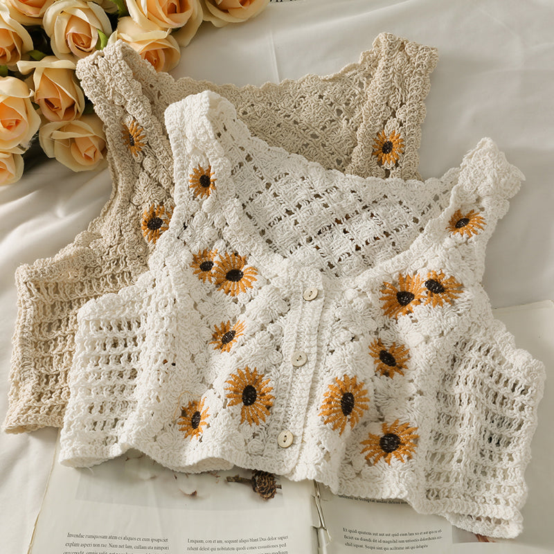 Sunflower Crochet Vest (2 Colors)