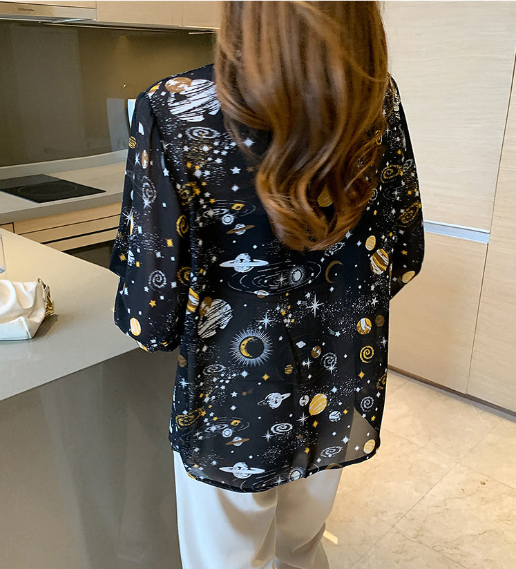 Cosmic Galaxy Button Up Shirt (Black)