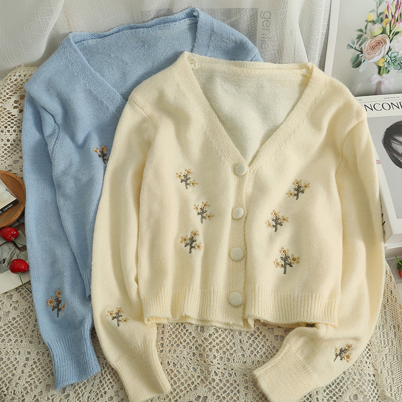 Dainty Floral Cropped Cardigan (2 Colors)