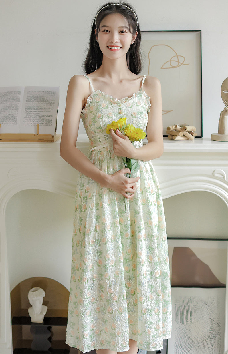 Watercolor Garden Cami Dress (White) M Watercolor Garden Cami Dress (White) M
