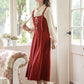Apple Pie Corduroy Pinafore Set (Red)