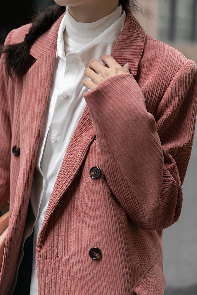 Corduroy Double Breasted Blazer Jacket (7 Colors)