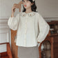 Scallop Floral Embroidered Collar Blouse (Cream)