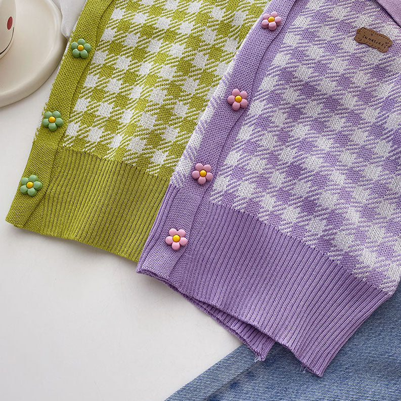 Daisy Gingham Cropped Polo Shirt (2 Colors)