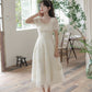 Delicate Flower Sequin Maxi Dress (White)