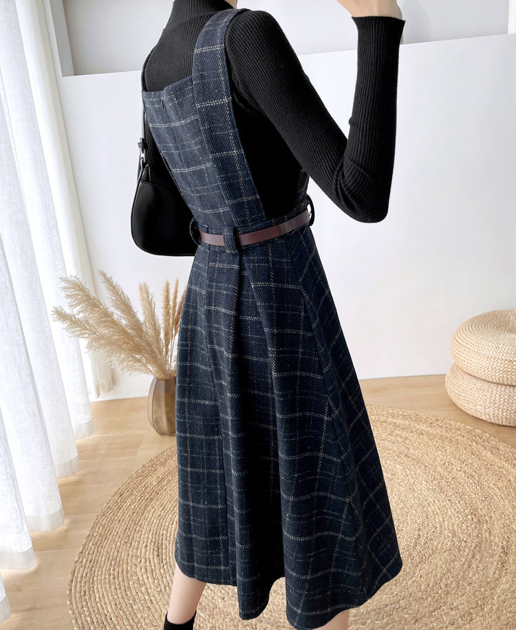 Plaid Pinafore Midi Dress (3 Colors)