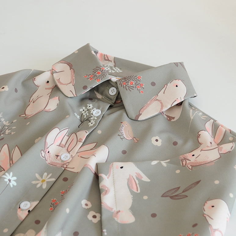Sweet Bunny Button Up Shirt (Sage Green)