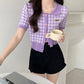 Daisy Gingham Cropped Polo Shirt (2 Colors)