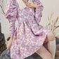 Puff Sleeve Daisy Jacquard Dress (Pink)