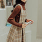 Latte Plaid Pinafore Dress (Khaki)