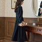 Beth Peter Pan Collar Midi Dress (Black)